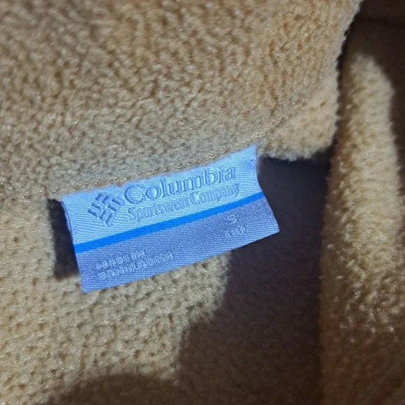 Columbia Kids Sz SMALL 1/4 Button Long Sleeve Pullover Colorblock Brown Blue - Picture 3 of 6